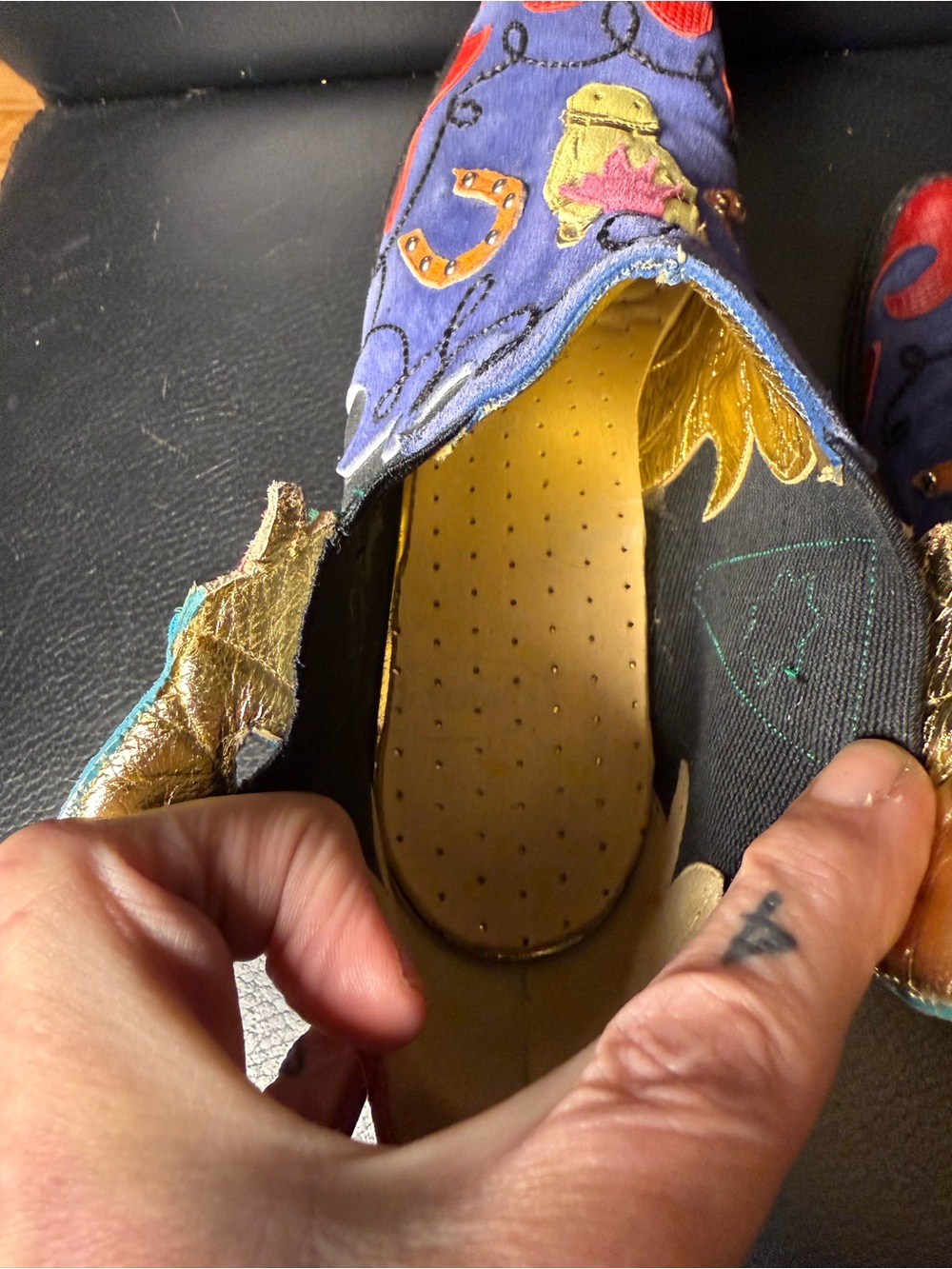 Vintage Zalo Western Cowgirl Boots Size 7M Colorful Leather Appliqué Spain 2" - Picture 14 of 16
